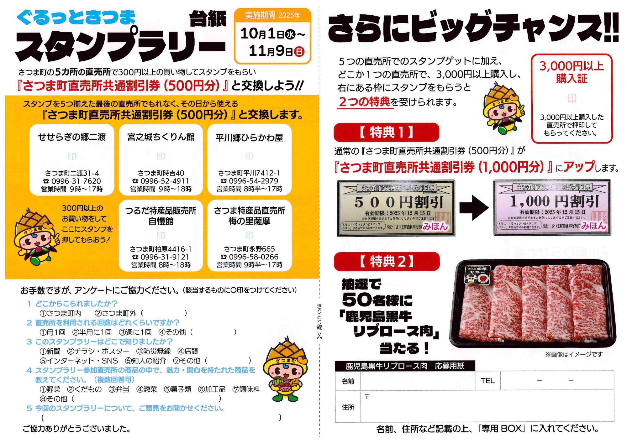 ぐるっとさつまスタンプラリー台紙