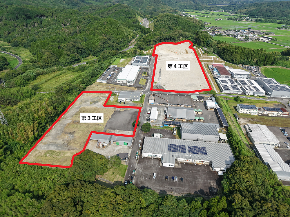 倉内工業団地を上空から撮影した写真