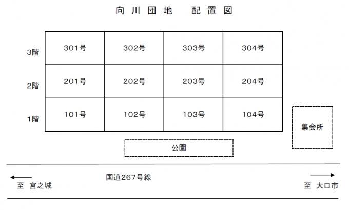 向川団地の配置図の画像