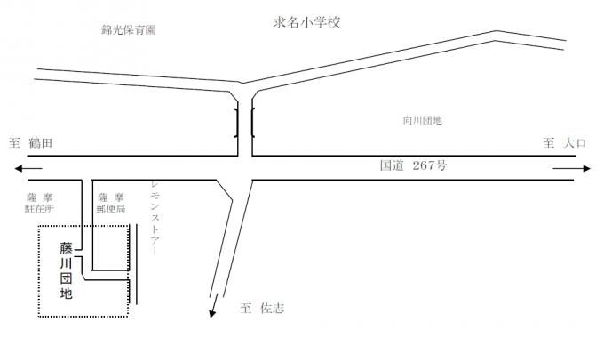 藤川団地(特定公共賃貸住宅)の周辺地図の画像