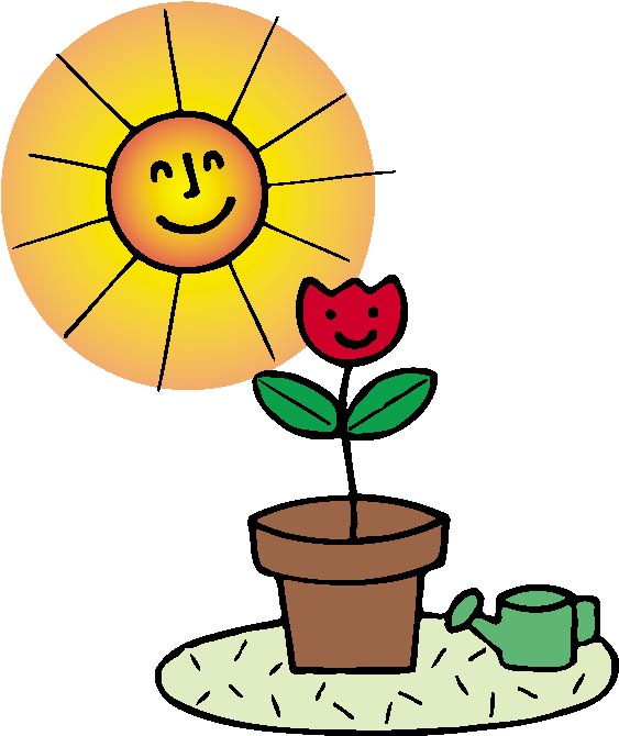 チューリップと太陽のイラスト画像