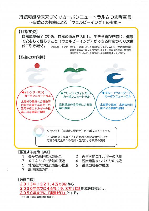 持続可能な未来づくりカーボンニュートラルさつま町宣言 内容項目の説明画像