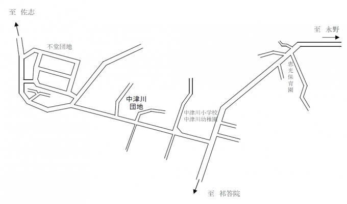 中津川団地の周辺地図の画像