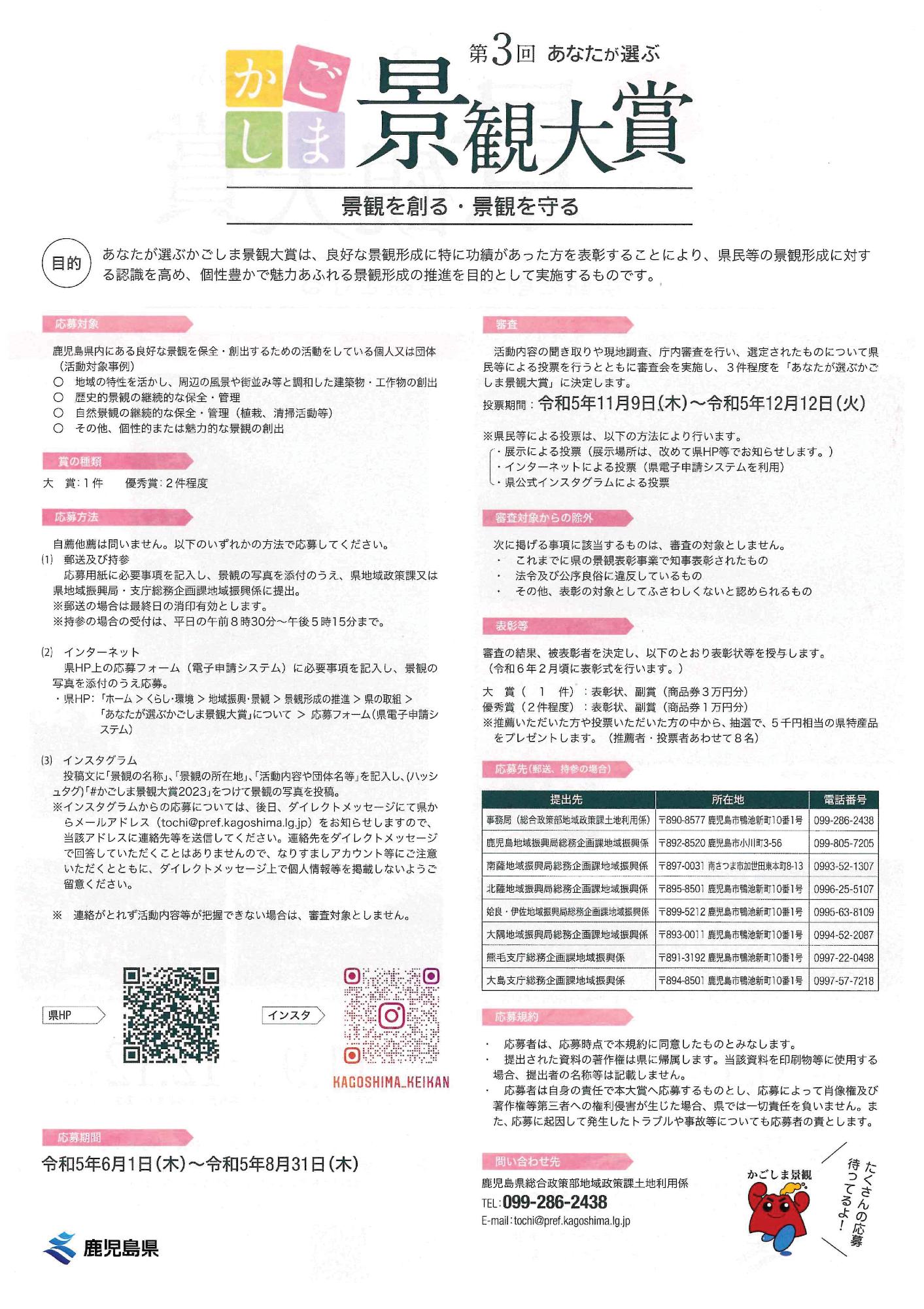 第3回あなたが選ぶかごしま景観大賞応募（裏面）