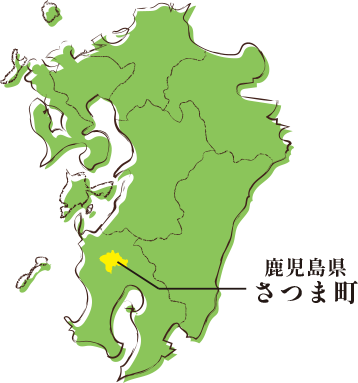 鹿児島県さつま町の位置を記した地図。鹿児島県北部の内陸地域に位置する。